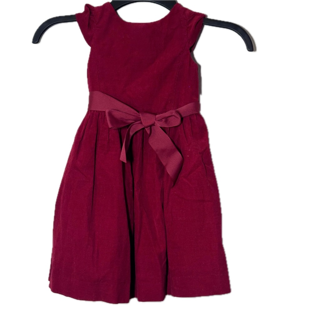 Polo Ralph Lauren Girls Burgundy Red Corduroy Dress Sash Bow 2T Holiday Party